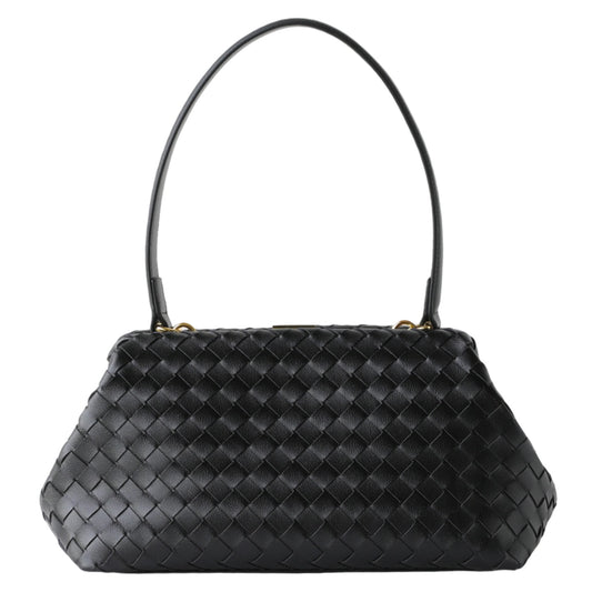 Handwoven Cowhide Leather Frame Clutch Bag | Women's Commuter Top-Handle & Shoulder Purse