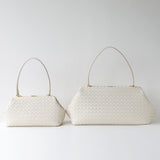 Handwoven Cowhide Leather Frame Clutch Bag | Women's Commuter Top-Handle & Shoulder Purse