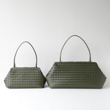 Handwoven Cowhide Leather Frame Clutch Bag | Women's Commuter Top-Handle & Shoulder Purse