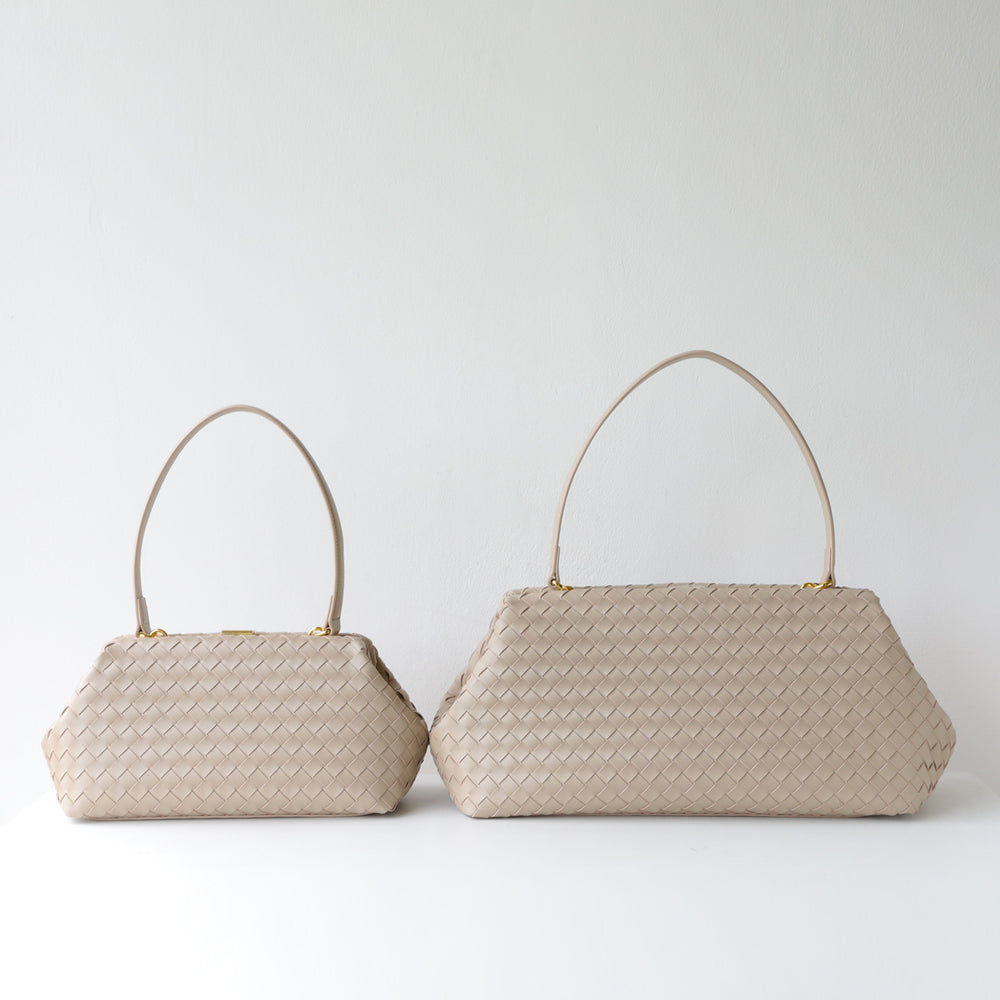 Handwoven Cowhide Leather Frame Clutch Bag | Women's Commuter Top-Handle & Shoulder Purse