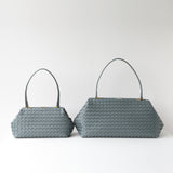 Handwoven Cowhide Leather Frame Clutch Bag | Women's Commuter Top-Handle & Shoulder Purse