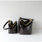 Handwoven Cowhide Leather Frame Clutch Bag | Women's Commuter Top-Handle & Shoulder Purse