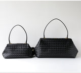 Handwoven Cowhide Leather Frame Clutch Bag | Women's Commuter Top-Handle & Shoulder Purse