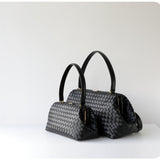 Handwoven Cowhide Leather Frame Clutch Bag | Women's Commuter Top-Handle & Shoulder Purse
