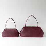 Handwoven Cowhide Leather Frame Clutch Bag | Women's Commuter Top-Handle & Shoulder Purse