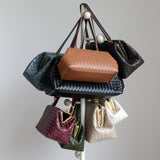 Handwoven Cowhide Leather Frame Clutch Bag | Women's Commuter Top-Handle & Shoulder Purse