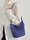 Handwoven Full Grain Leather Bucket Bag | Stylish Shoulder Bag for Women | Leather Beach Bag