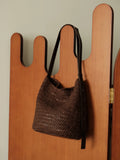 Handwoven Full Grain Leather Bucket Bag | Stylish Shoulder Bag for Women | Leather Beach Bag