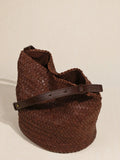 Handwoven Full Grain Leather Bucket Bag | Stylish Shoulder Bag for Women | Leather Beach Bag