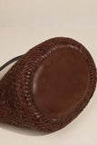 Handwoven Full Grain Leather Bucket Bag | Stylish Shoulder Bag for Women | Leather Beach Bag