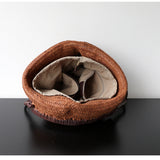 Handwoven Full Grain Cowhide Leather Basket Tote | V-Cut Rim Leather Shoulder Bag | Summer Beach Bag in Two Sizes