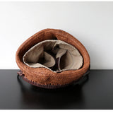 Handwoven Full Grain Cowhide Leather Basket Tote | V-Cut Rim Leather Shoulder Bag | Summer Beach Bag in Two Sizes
