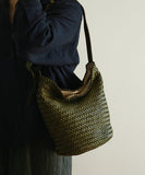 Handwoven Full-Grain Leather Bucket Bag – Two Sizes | Vegetable-Tanned Leather Shoulder Bag, 19 Colours, Hydrophobic Finish