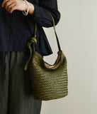 Handwoven Full-Grain Leather Bucket Bag – Two Sizes | Vegetable-Tanned Leather Shoulder Bag, 19 Colours, Hydrophobic Finish