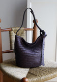 Handwoven Full-Grain Leather Bucket Bag – Two Sizes | Vegetable-Tanned Leather Shoulder Bag, 19 Colours, Hydrophobic Finish