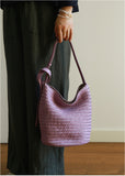 Handwoven Full-Grain Leather Bucket Bag – Two Sizes | Vegetable-Tanned Leather Shoulder Bag, 19 Colours, Hydrophobic Finish