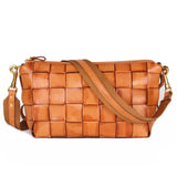 Handwoven Full Grain Leather Crossbody Bag | Vintage Women's Shoulder Bag