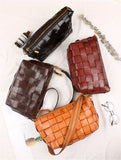 Handwoven Full Grain Leather Crossbody Bag | Vintage Women's Shoulder Bag