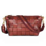 Handwoven Full Grain Leather Crossbody Bag | Vintage Women's Shoulder Bag