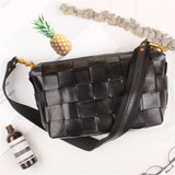 Handwoven Full Grain Leather Crossbody Bag | Vintage Women's Shoulder Bag