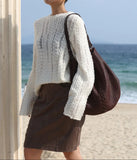 Handwoven Full Grain Leather Hobo Bag | Slouchy Large Shoulder Tote