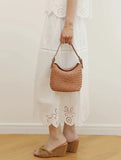 Handwoven Full Grain Leather Hobo Bag | Vintage Basketweave Shoulder & Crossbody Bag