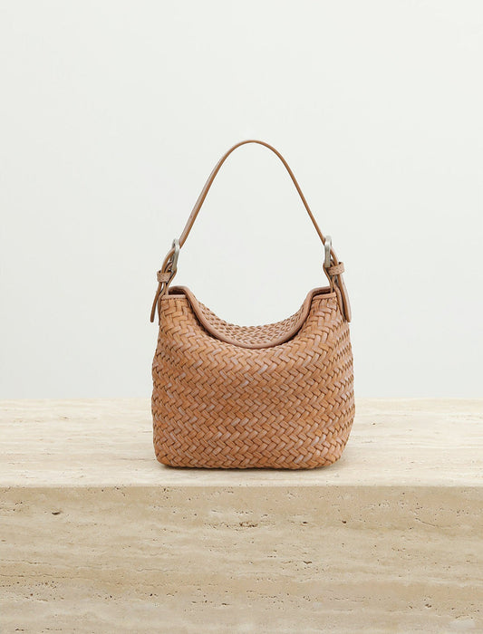 Handwoven Full Grain Leather Hobo Bag | Vintage Basketweave Shoulder & Crossbody Bag