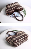 Handwoven Full Grain Leather Tote Bag for Women | Multicolor Bohemian Braided Basket Shoulder Bag | Spring Summer Market Bag