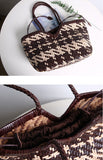 Handwoven Full Grain Leather Tote Bag for Women | Multicolor Bohemian Braided Basket Shoulder Bag | Spring Summer Market Bag