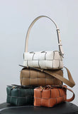 Handwoven Full Grain Leather Woven Box Bag | Mini Square Shoulder & Crossbody Satchel