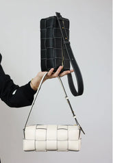 Handwoven Full Grain Leather Woven Box Bag | Mini Square Shoulder & Crossbody Satchel