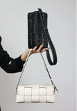 Handwoven Full Grain Leather Woven Box Bag | Mini Square Shoulder & Crossbody Satchel