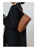 Handwoven Full Grain Leather Woven Box Bag | Mini Square Shoulder & Crossbody Satchel