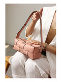 Handwoven Full Grain Leather Woven Box Bag | Mini Square Shoulder & Crossbody Satchel