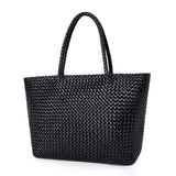 Handwoven Genuine Leather Tote Bag – Triple-Jump Bamboo Weave | Two Sizes, Leather Base, Zip Closure, 5 Colourways