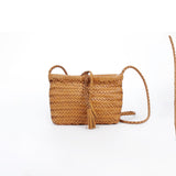 Handwoven Italian Cowhide Leather Crossbody Bag for Women | Artisan Woven Shoulder Bag with Tassel & Drawstring Pouch | 8 Colours | Casual Daily & Weekend Ba