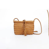 Handwoven Italian Cowhide Leather Crossbody Bag for Women | Artisan Woven Shoulder Bag with Tassel & Drawstring Pouch | 8 Colours | Casual Daily & Weekend Ba