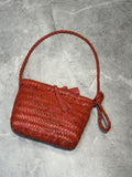 Handwoven Italian Cowhide Leather Crossbody Bag for Women | Artisan Woven Shoulder Bag with Tassel & Drawstring Pouch | 8 Colours | Casual Daily & Weekend Ba