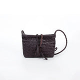 Handwoven Italian Cowhide Leather Crossbody Bag for Women | Artisan Woven Shoulder Bag with Tassel & Drawstring Pouch | 8 Colours | Casual Daily & Weekend Ba
