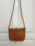 Handwoven Italian Cowhide Leather Crossbody Bag for Women | Artisan Woven Shoulder Bag with Tassel & Drawstring Pouch | 8 Colours | Casual Daily & Weekend Ba