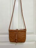 Handwoven Italian Cowhide Leather Crossbody Bag for Women | Artisan Woven Shoulder Bag with Tassel & Drawstring Pouch | 8 Colours | Casual Daily & Weekend Ba
