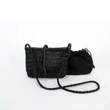 Handwoven Italian Cowhide Leather Crossbody Bag for Women | Artisan Woven Shoulder Bag with Tassel & Drawstring Pouch | 8 Colours | Casual Daily & Weekend Ba