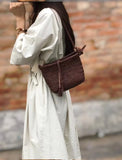 Handwoven Italian Cowhide Leather Crossbody Bag for Women | Artisan Woven Shoulder Bag with Tassel & Drawstring Pouch | 8 Colours | Casual Daily & Weekend Ba