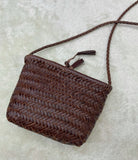 Handwoven Italian Cowhide Leather Crossbody Bag for Women | Artisan Woven Shoulder Bag with Tassel & Drawstring Pouch | 8 Colours | Casual Daily & Weekend Ba