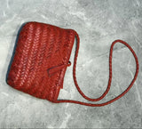 Handwoven Italian Cowhide Leather Crossbody Bag for Women | Artisan Woven Shoulder Bag with Tassel & Drawstring Pouch | 8 Colours | Casual Daily & Weekend Ba