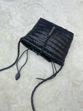 Handwoven Italian Cowhide Leather Crossbody Bag for Women | Artisan Woven Shoulder Bag with Tassel & Drawstring Pouch | 8 Colours | Casual Daily & Weekend Ba