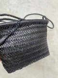 Handwoven Italian Cowhide Leather Crossbody Bag for Women | Artisan Woven Shoulder Bag with Tassel & Drawstring Pouch | 8 Colours | Casual Daily & Weekend Ba