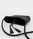Handwoven Italian Cowhide Leather Crossbody Bag for Women | Artisan Woven Shoulder Bag with Tassel & Drawstring Pouch | 8 Colours | Casual Daily & Weekend Ba