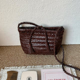 Handwoven Italian Cowhide Leather Crossbody Bag for Women | Artisan Woven Shoulder Bag with Tassel & Drawstring Pouch | 8 Colours | Casual Daily & Weekend Ba