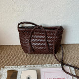 Handwoven Italian Cowhide Leather Crossbody Bag for Women | Artisan Woven Shoulder Bag with Tassel & Drawstring Pouch | 8 Colours | Casual Daily & Weekend Ba